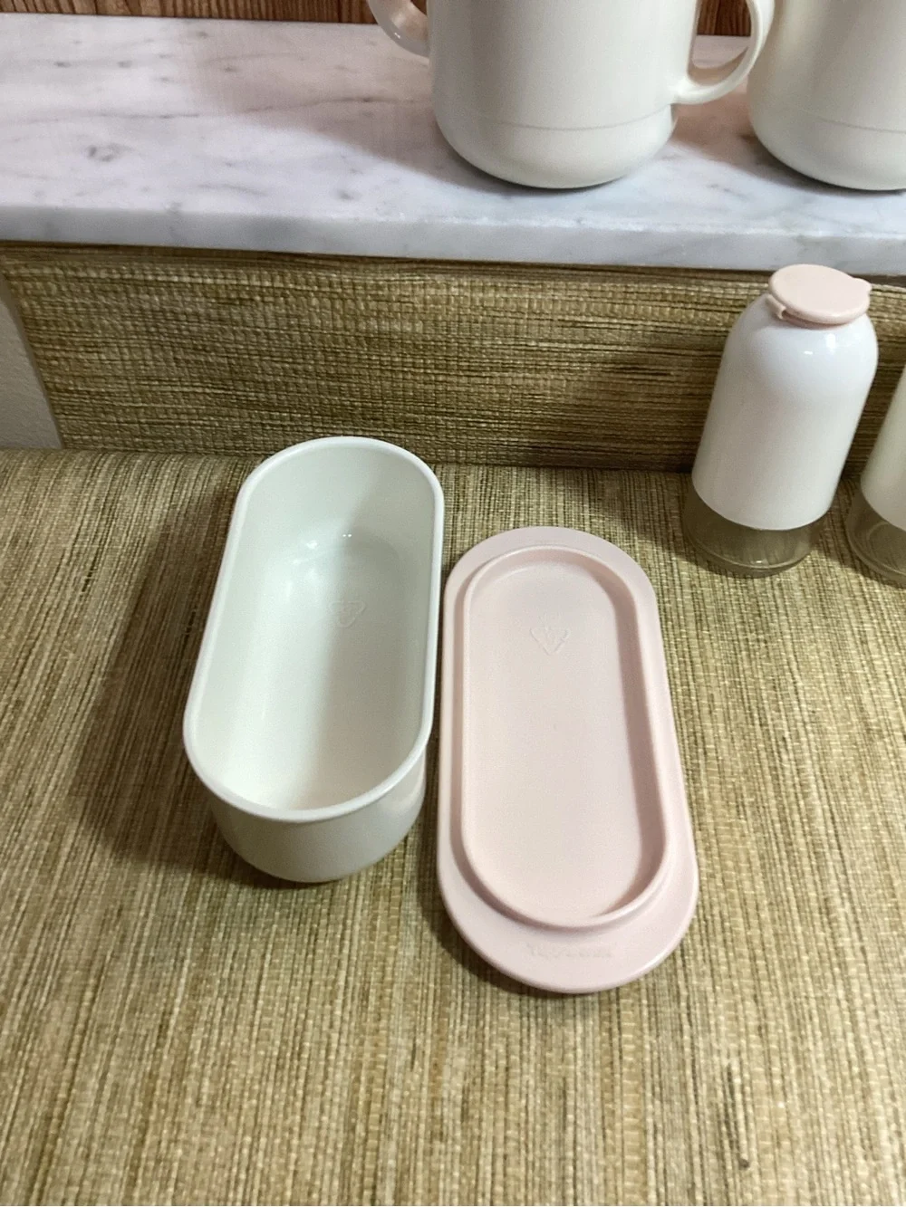 Vintage Tupperware Complete set Serving pieces Almond/pink
